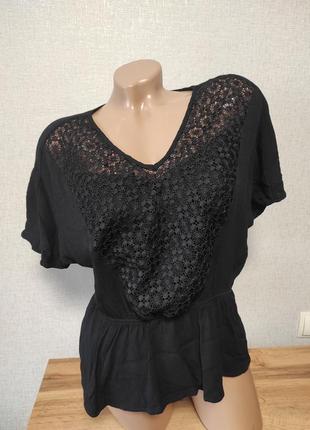 Чорна жіноча блуза з мереживом s.oliver жіночий одяг