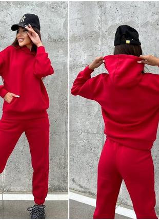 Костюм теплий чорний білий фрез джинс червоний меланж🎈