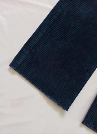 Синие вельветовые укороченные джинсы на высокой посадке из премиум коллекции6 фото
