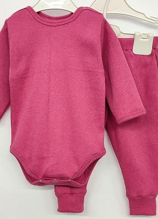 Комплекти боді+штани в рубчик з начісом для немовлят4 фото