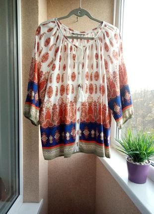 Красива блузка з натуральної тканини з рукавами 3/47 фото