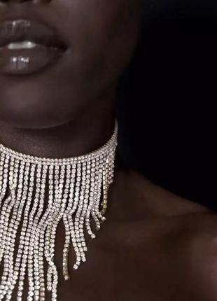 Кольє стрази, колье стрази, чокер стрази, кольє вечірнє