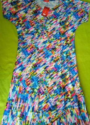 Сукня довга літня, абстрактний принт, 52-544 фото