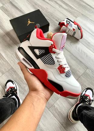 Кросівки nike air jordan 4 retro white-red