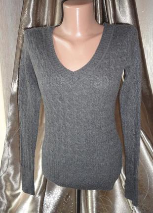 Шерстяной свитер р.s h&m (ог 84-96, рук. 64)10% шерсть