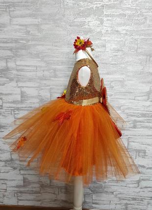 Платье на праздник осени платья осени платье на праздник урожая в садик оранжевое платье из фатина напитано карнавальный костюм осени3 фото
