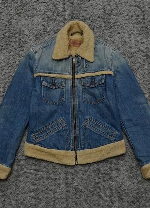 Levis оригинальная джинсовая куртка на меху шерпа р. s утепленная джинсовка винтаж