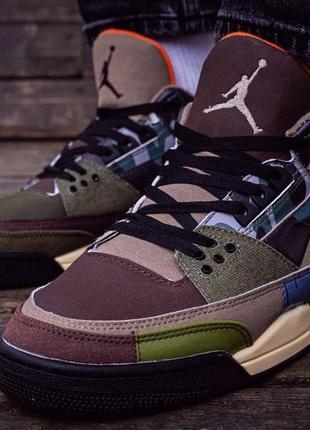 Мужские высокие кожаные кроссовки nike air jordan retro 3 patchwork camo#найк