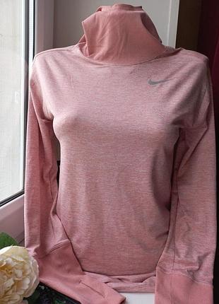 Nike dry-fit кофта с капюшоном с прорезями для пальцев цвета пудры для спорта, тренировок бега xs-s