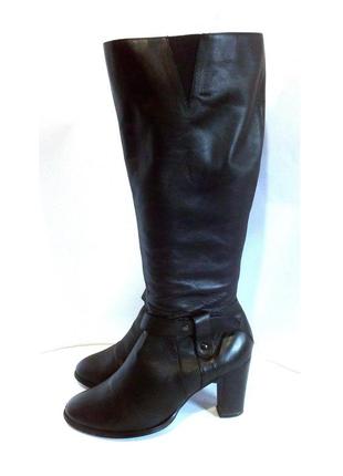 Стильні шкіряні демісезонні чоботи на широку ніжку, р.38 код a3824