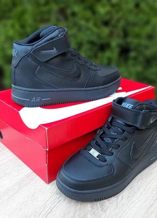 Кроссовки женские nike clone air force 1 ' 82 высокие черные / кросівки жіночі найк аир форс чорні кроссы2 фото