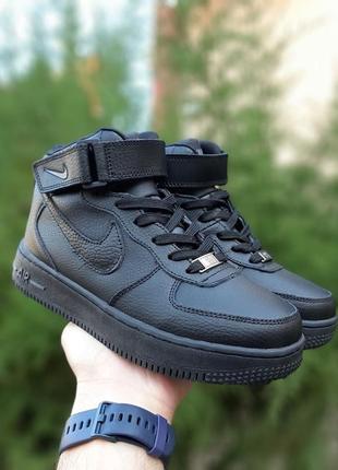 Кроссовки женские nike clone air force 1 ' 82 высокие черные / кросівки жіночі найк аир форс чорні кроссы8 фото