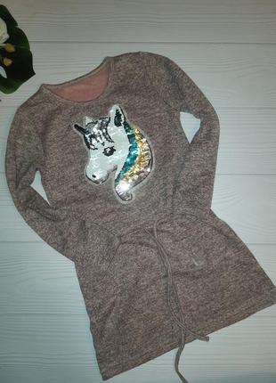 Теплое платье с единорогом на 10 лет 2