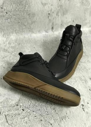 Круті чоловічі ботинки черевики натуральна шкіра байка/хутро чорні3 фото