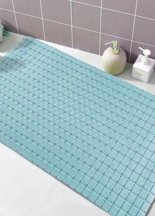 Силиконовый нескользящий коврик для ванны bathlux 78 х 35 см резиновый пвх, люкс качество голубой топ