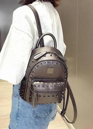 Качественный женский мини рюкзак темно-серый2 фото