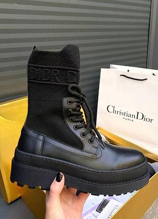 Нереальные женские ботинки в стиле christian dior boot black sock чёрные