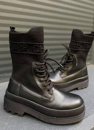 Нереальные женские ботинки в стиле christian dior boot black sock чёрные8 фото