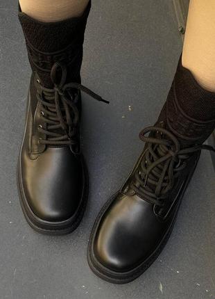 Нереальные женские ботинки в стиле christian dior boot black sock чёрные5 фото