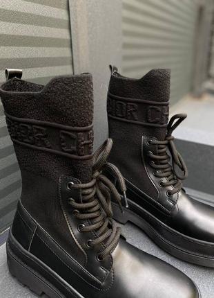 Нереальные женские ботинки в стиле christian dior boot black sock чёрные9 фото