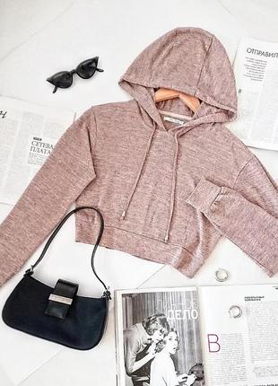 Вкорочене пудрове легеньке худі-меланж/худи/топ/кофта, на р. xs