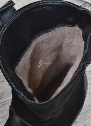 Сапоги казаки натуральные кожаные замшевые зимние натуральный мех овчина женские на каблуке4 фото