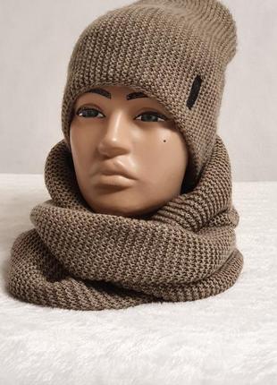 Женский комплект шапка удлиненная + снуд 8ка