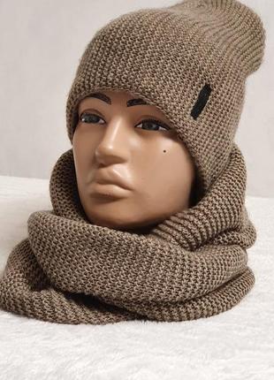 Женский комплект шапка удлиненная + снуд 8ка