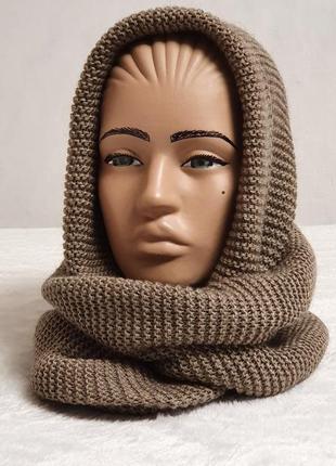 Женский комплект шапка удлиненная + снуд 8ка