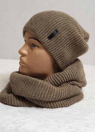 Женский комплект шапка удлиненная + снуд 8ка