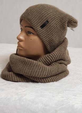 Женский комплект шапка удлиненная + снуд 8ка