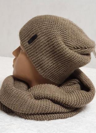 Женский комплект шапка удлиненная + снуд 8ка