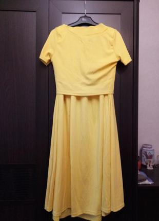 Нарядное вечернее платье юбка с топом желтое макси длинное xs1 фото