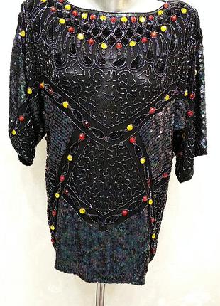 Красивая блестящая блузка. праздничная блузка в паетках