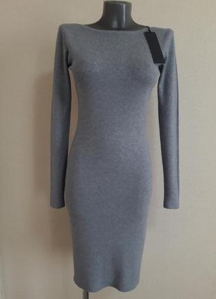 Приваблива, облягаюча, мега якісна сукня-футляр в мікро-рубчик, з кашеміром4 фото