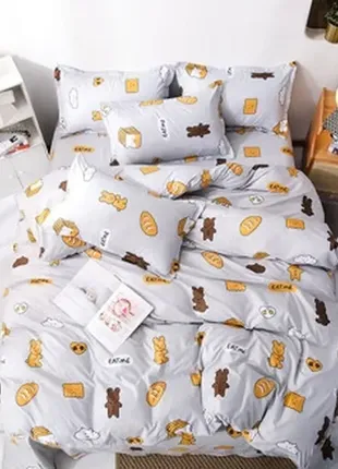 Berni home комплект постельного белья с изображением сладостей серый pleasure