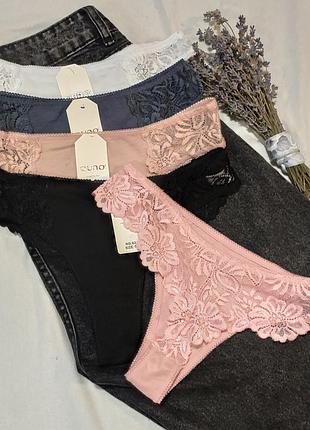 Трусы трусики хлопковые стринги с кружевом