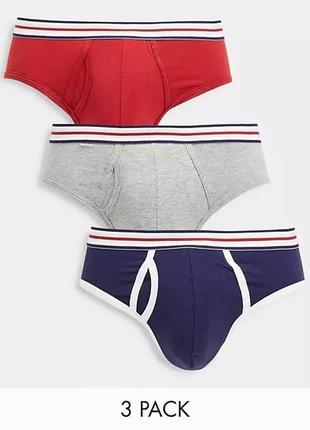 Набір з 3х бавовняних трусиків хіпстерів asos з гумкою в смужку