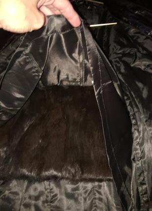 Натуральний шкіряний плащ пальто з натуральним хутром мехом3 фото
