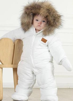 Комбінезон зимовий білого кольору для хлопчика (74 см).  kids fantasy 21250007914875 фото