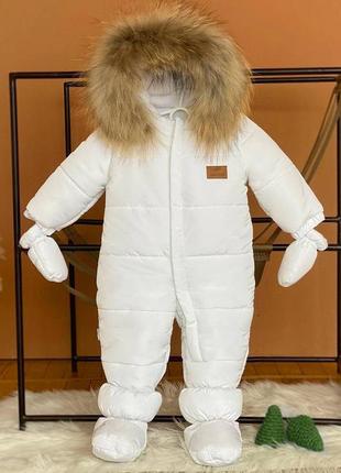 Комбінезон зимовий білого кольору для хлопчика (74 см). kids fantasy 2125000791487