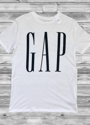 Чоловіча футболка gap logo t-shirt біла оригінал