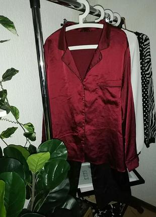 Пижама под шелк верх бордо+низ черный xl р