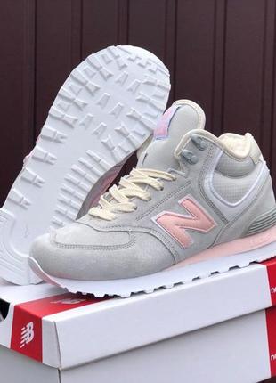 Зимові жіночі сірі замшеві  кросівки new balance 574🆕  нью баланс  з хутром5 фото