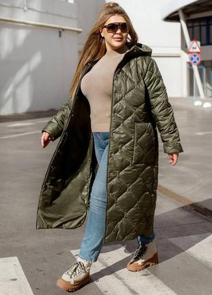 Довга стьобана куртка в стилі zara в розмірах 46-68