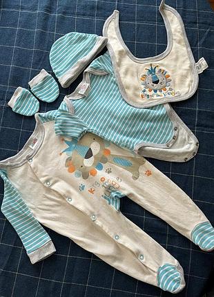 Набір для новонародженого чоловічок боді шапочка царапки