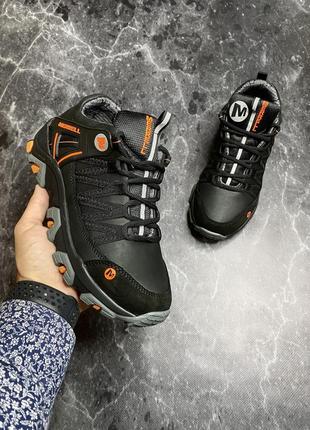 Осение мужские кроссовки merrell black orange (термо)40-416 фото