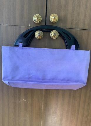 Фіолетова текстильна сумочка з квітами у японському стилі2 фото