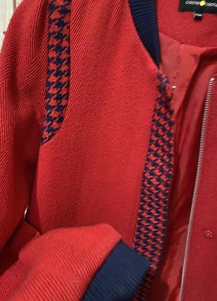 Пальто французького бренду cache cache червоне синє яскраве стильне шерстяне2 фото