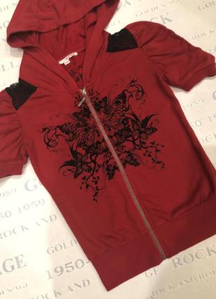 Стильна кофта на замку з капюшоном